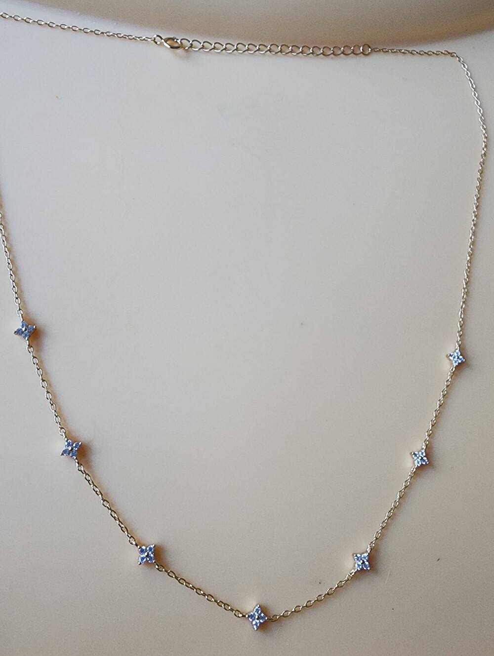 Delicate Dainty Sterling Silver Gold Plated Tiny Star Station Necklace